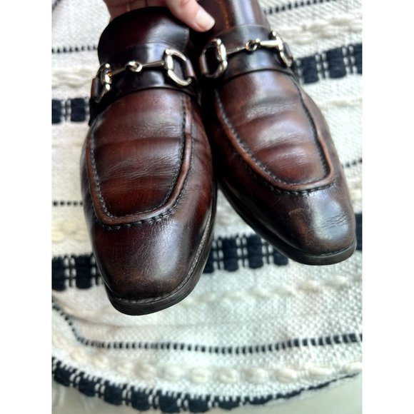 MAISON FORTE Seville Leather Horsebit Apron Toe Loafer Sz 9 Mahogany - Picture 6 of 11